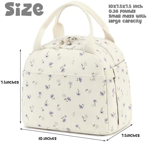 Bluboon Lunch Bag for Women Men Cute Corduroy Lunch Tote Bags Reusable Insulated Lunch Box Large Capacity Reusable Insulated Cooler for Work Picnic or Travel