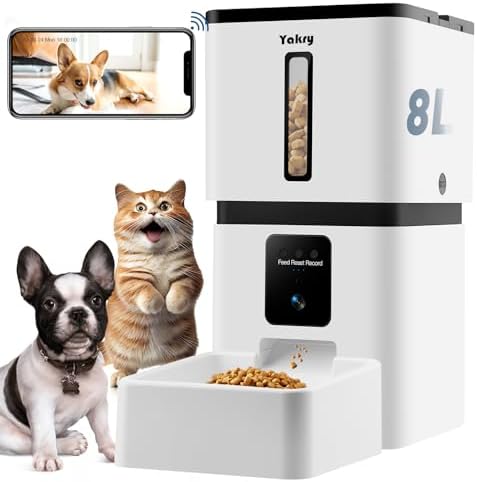 Yakry Automatic Dog Feeder with Camera - 8L/33 Cups Smart Dog Feeder
