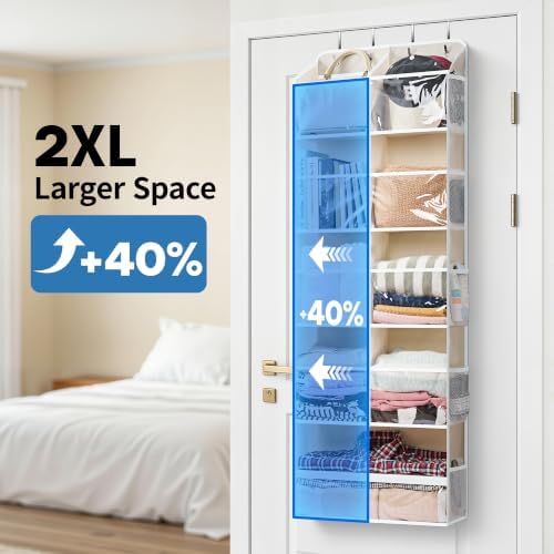 JARLINK Over the Door Organizer, Extra Large Storage for Bedroom, Beige