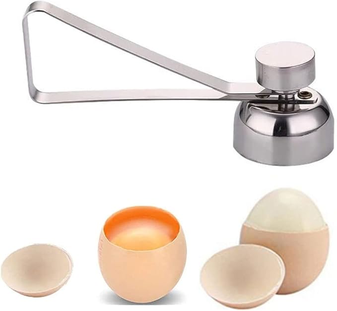 Egg Cracker Topper，Egg Opener Eggshell Cutter Kitchen.Perfect Soft Boiled Egg Cutter for Raw/Soft Hard Boiled Egg Silver