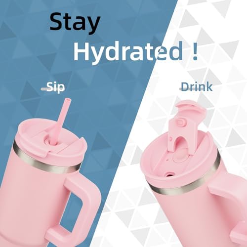 Konokyo 40 oz Insulated Tumbler Water Bottle with Handle, Straw Lid