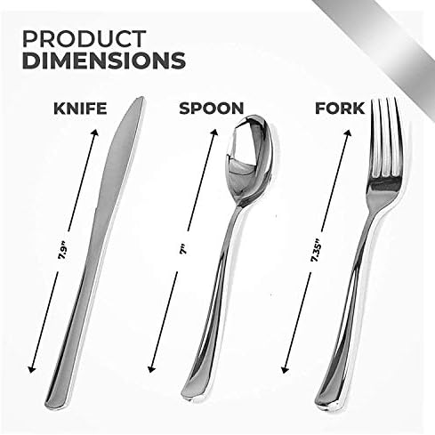 160 Pack Silver Plastic Cutlery Disposable Silverware - 80 Forks, 40 Knives, 40 Spoons - For Catering, Parties, Dinners, Weddings, and Everyday Use, Stock Your Home