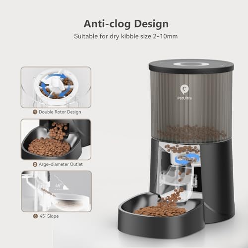 PETULTRA Automatic Cat Feeder: 4L Timed Cats Food Dispenser Programmable