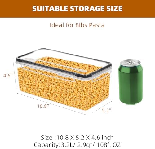 4pc 3.2L Large Airtight Plastic Canisters with Lids, Cups & Labels