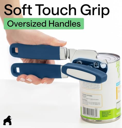 GORILLA GRIP Upgraded Model Stainless Steel Manual Can Opener, Blue