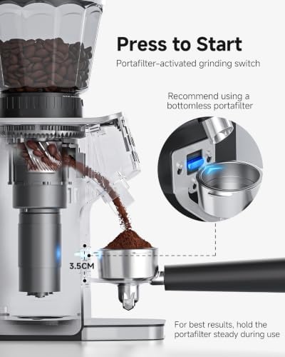 AAOBOSI Espresso Coffee Grinder, Anti-Static, 45 Grind Settings,40s Timer
