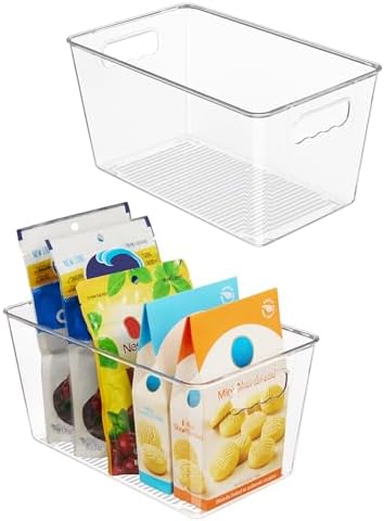 Vtopmart 2 Pack Clear Storage Bins, Pantry Cabinet Organizer Bins, Medium
