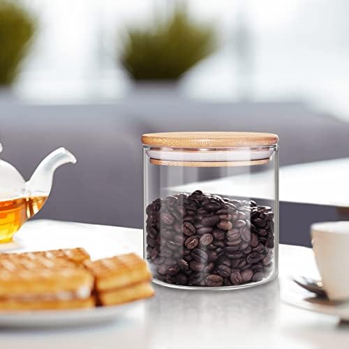 77L 18 Oz/550 ML Glass Jar with Lid, Clear Thickened Version Glass Storage Containers with Sealed Bamboo Lid, For Coffee, Sugar, Spices, Tea, Beans, Candy, Cookie
