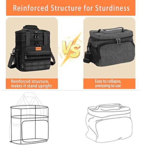 GLENKEY Expandable Lunch Box Insulated Tactical Cooler Bag Work Outdoor