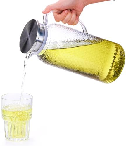 Nicunom 2 Pack Plastic Pitcher 68 Oz, Clear Pitcher with Lid, Water Jug for Fridge, BPA-Free, Ice Tea Pitchers for Juice, Sangria, Lemonade, Milk, Coffee, Cold or Hot Beverages
