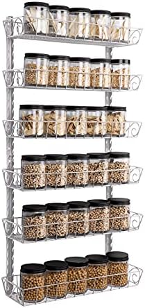 SWOMMOLY Wall Mount Spice Rack Organizer, 6-Tier Adjustable Dual-Use Shelf