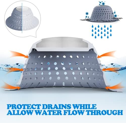 zaa Bathtub Drain Hair Catcher, 2 Pack Silicone Collapsible Bathtub Drain Cover Hair Catcher and Protector for Pop-Up & Regular Drains of Shower, Bathtub, Tub, Bathroom, Sink