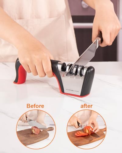 Brigii Knife Sharpener, 4-in-1 Kitchen Knife and Scissor Sharpener