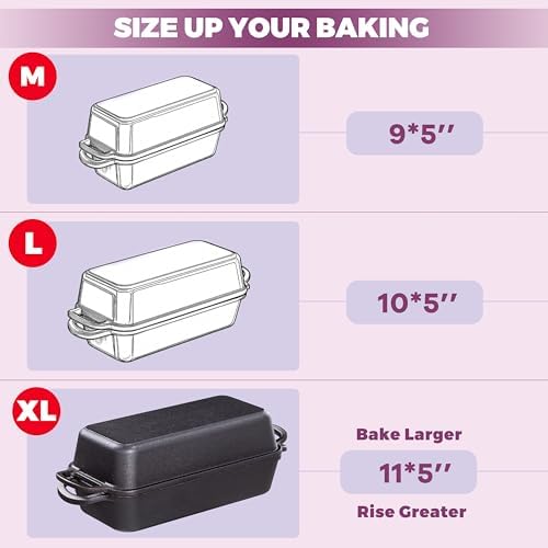11x5 Inch Cast Iron Loaf Pan with Lid, Sourdough Pan