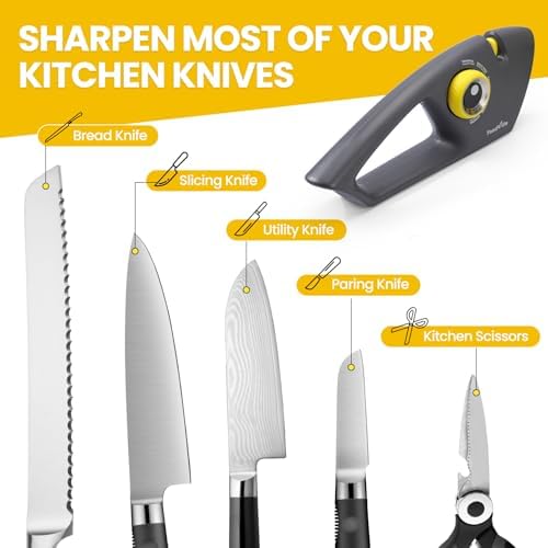 FoodVille 5 in 1 Knife Sharpener with 5 Stages including Tungsten, Diamond, Ceramic for Scissors and All Kinds of Kitchen Knives with Straight and Serrated Blades