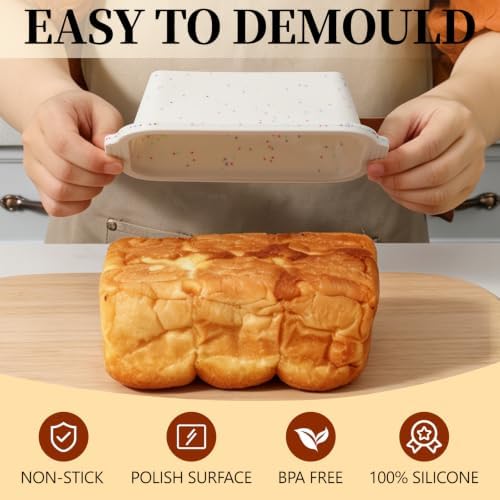 4 Pack Silicone Loaf Pan, Metal Reinforced Bread Pan Small Bread Pans