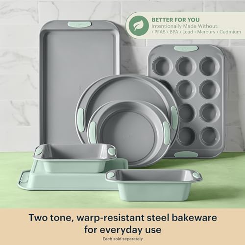 Pyrex 3-Piece Metal Cookie & Muffin Sheet Bakeware Set, Sage