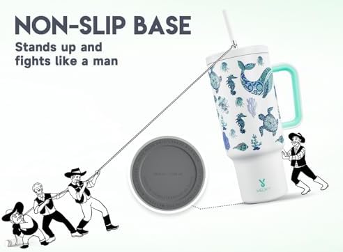 Meoky 40 oz Glow in the Dark Tumbler with Handle and Straw, Tumbler with Lid and Straw, Insulated Stainless Steel Travel Mug, 100% Leak-proof, Keeps Cold for 34 Hours (1 Pack, Sea Life)