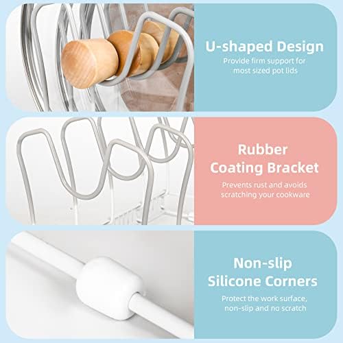 ROOHUA Pot and Pan Lid Organizer Rack for Under Cabinet, 12"-23" Expandable