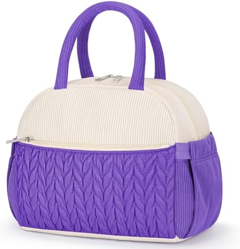 KUBYA Lunch Box for Women, Cute Corduroy Insulated Lunch Bag Women Reusable Work Leakproof Simple Adults Large Lunch Boxes Tote Bag Men Cooler Bag