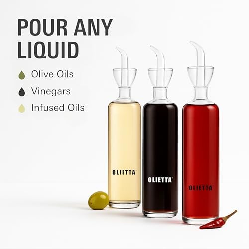Olive Oil Dispenser Bottle 8.5 fl oz - Borosilicate Glass Non-Drip Pourer