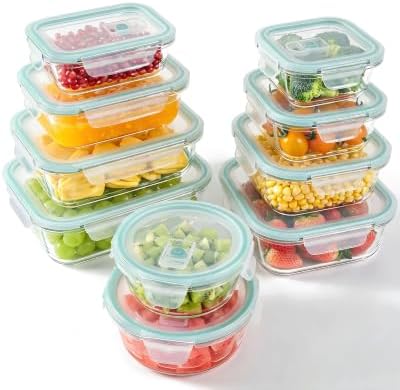 10-Pack Borosilicate Glass Food Storage Containers Set with Airtight Lids – Oven, Microwave & Freezer Safe, Leak-Proof, BPA-Free – Baking, Meal Prep & Gift Box