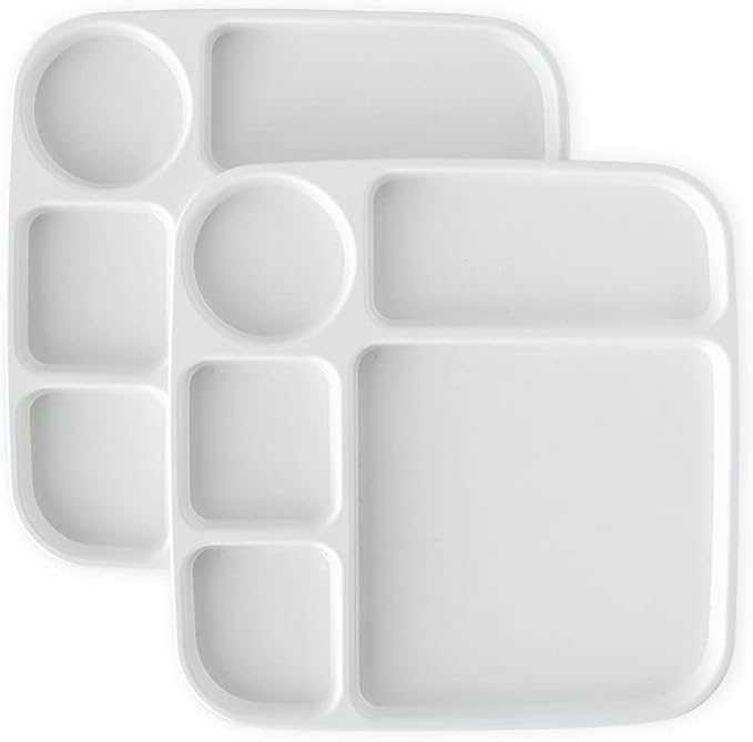 Nordic Ware Divided Meal Tray, Set of 2, White, Microwave Safe Polypropylene