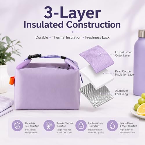 Insulated Lunch Bag For Women, Reusable Lunch Box Tote Bags