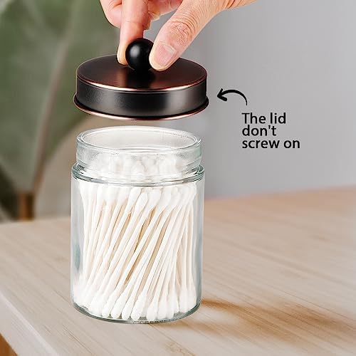 Amolliar Glass Apothecary Jar Qtip Holder Metal Lids 4pc/ORB