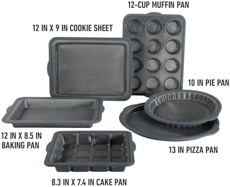Calphalon Omni Bakeware Set, 6-Piece Baking Sheet Set, Baking Pans Set, Silicone Bakeware with GlassFlex Technology & Micro-Woven Glass Core, Nonstick Surface with Even Heating for Baking
