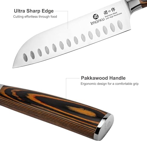 Imarku Santoku Knife 7 Inch Japanese Style Sharp Edge Design Kitchen Knife