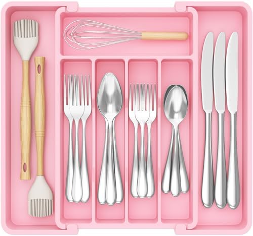 Lifewit Expandable Silverware Drawer Organizer, Kitchen Utensil Tray