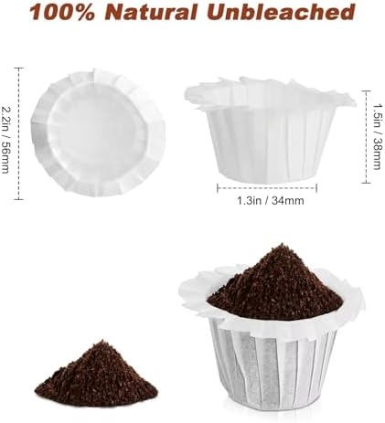 Disposable Paper Coffee Filters, Keurig K Cup Paper Filters for Keurig Single Brewer Reusable Cups, K-cup Coffee Pods, Fits All Brands Reusable K Cups (500)