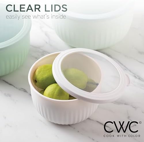 COOK WITH COLOR Prep Bowls with Lids- Wide and Deep Nesting Plastic Small Mixing Bowl Set with Lids, 12 Piece Set - Deep Bowls, Mint