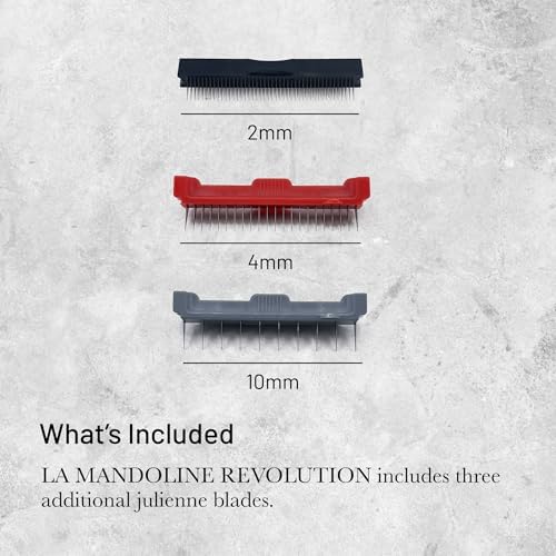 de Buyer LA MANDOLINE REVOLUTION - Removable, Double-Sided Stainless Steel Blade - Ideal for Cutting, Shredding, Dicing & Cubing - Includes Three Julienne Blades - Made in France
