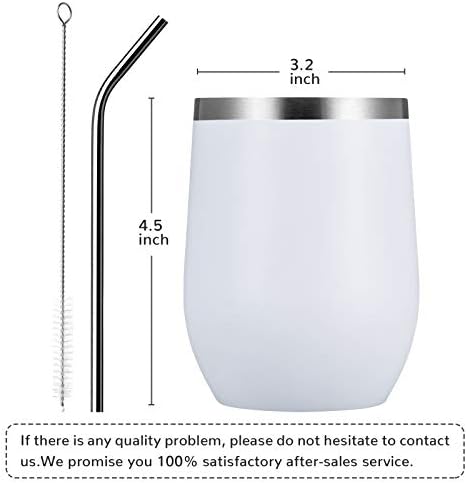 MEWAY 12oz Wine Tumbler 16 Pack Bulk Gifts for Women,Double Wall Vacuum Stainless Steel Travel Mug with Lid,Insulated Stemless Wine Cup Glass for Coffee,Cocktails,Drinks(White,Set of 16)