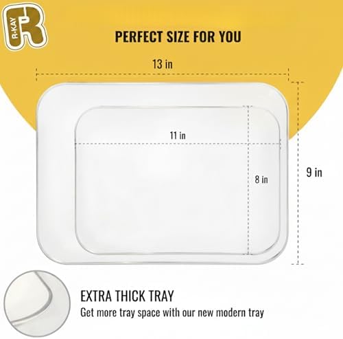 3 Pack Silver Plastic Serving Trays for Party - Silver Rim Serving Tray 8 x 11 Inch - Heavy Duty Dessert Trays for Food - Rectangular Party Serving Trays for Entertaining