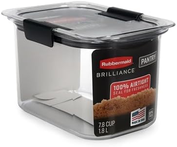 Rubbermaid Brilliance Pantry Airtight Food Storage Container, BPA-Free 7.8 Cup, Ideal for Brown Sugar - Efficient, Leak-Proof and Dishwasher-safe
