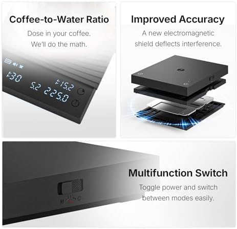 TIMEMORE Coffee Scale Basic 3.0 with Coffee-to-Water Ratio/Water Flow Rate/Timer Function, Digital Scale for Espresso and Pourover Mode, Black
