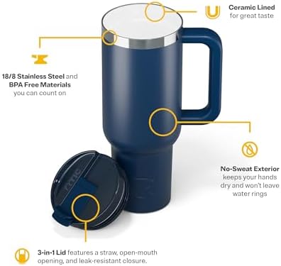 RTIC 40oz Road Trip Tumbler, Insulated, Ceramic Lined, Navy