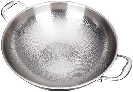 12.6 Inch Titanium Hammered Wok with Double Handles, Frying Pans Nonstick, Non-Stick Wok, Scratch-Resistant Non Stick Titanium Pans for Cooking,No lid 12.6in