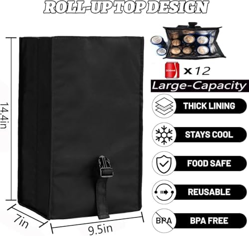 ZM-YOUTOO Insulated Foldable Lunch Bag- Lightweight Portable with Adjustable Shoulder Strap Lunch Box for Men, Women, Office, Work, Picnic, Hiking and Beach