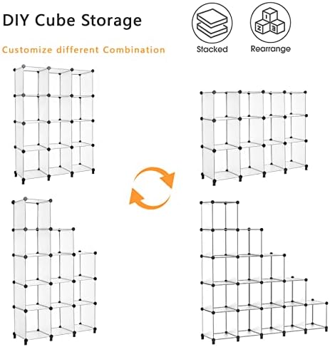 AWTATOS Closet Organizer, 12 Cube Storage Organizer, Translucent