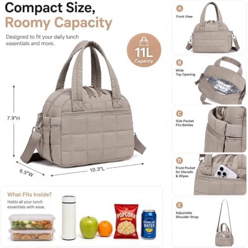 CAMTOP Lunch Box for Women Men Insulated Lunch Bag Lunch Tote Bag Leakproof Thermal Cooler Large Capacity for Travel Work School Picnic (Camel Plaid, Medium)