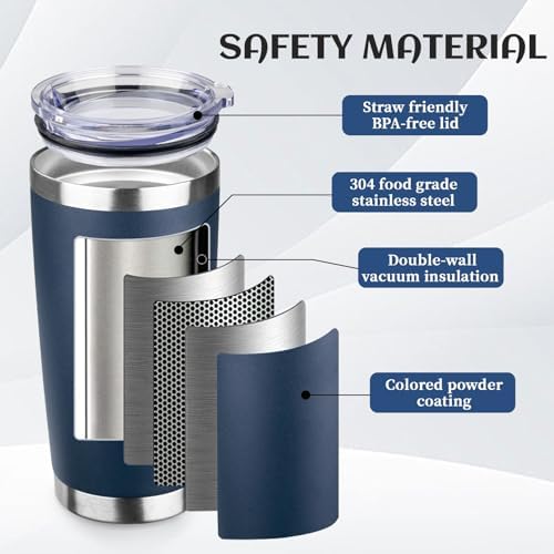 StarSpeed 6 Pack 20oz Stainless Steel Travel Coffee Tumbler,Navy Blue