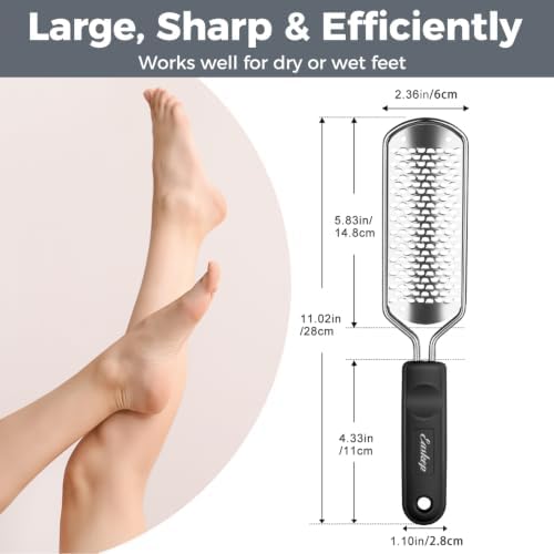 Foot File Foot Scrubber Pedicure - Callus Remover for Feet Easkep Professional Grater Rasp Foot Scraper Corns Callous Removers Cracked Dead Skin Remover for Dry and Wet Feet (Black)