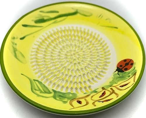 BonCera, Premium Ceramic Garlic Grater Plate Set - Yellow Ladybug