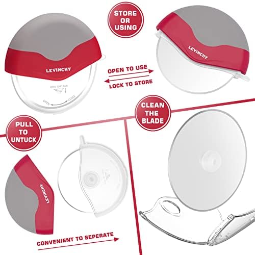 Pizza Cutter Wheel Stainless Steel Detachable Dishwasher Safe Red