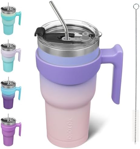 BJPKPK 30 oz Tumbler with Handle & Straw, Insulated Stainless Steel Mug