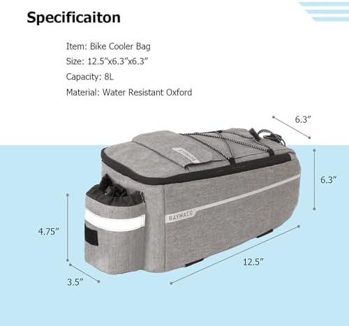RAYMACE Bike Rear Rack Bag, Bike Trunk Cooler Bag
